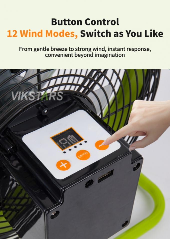 Quạt di động ngoài trời có thể sạc lại gia dụng khẩn cấp 12 inch 14 inch Quạt sàn năng lượng mặt trời Quạt năng lượng mặt trời yên tĩnh 5