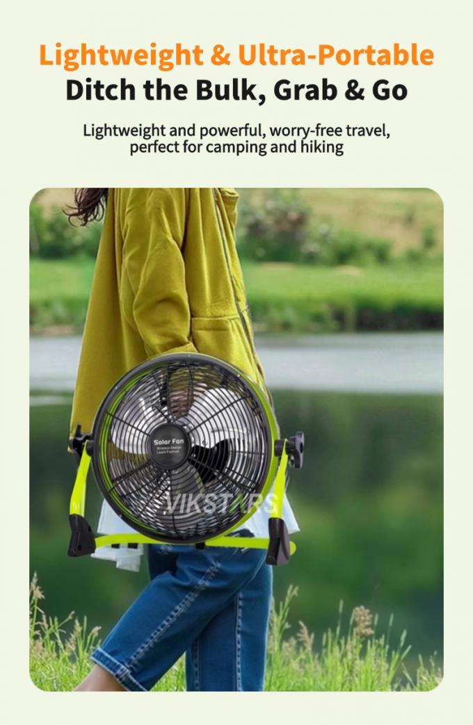 Quạt di động ngoài trời có thể sạc lại gia dụng khẩn cấp 12 inch 14 inch Quạt sàn năng lượng mặt trời Quạt năng lượng mặt trời yên tĩnh 6