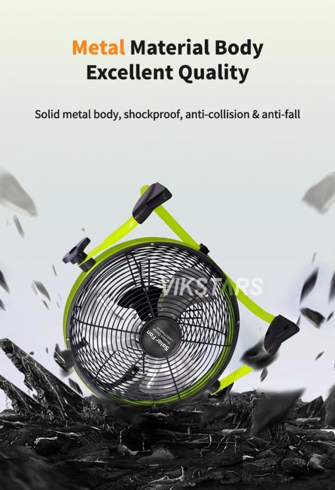 Quạt di động ngoài trời có thể sạc lại gia dụng khẩn cấp 12 inch 14 inch Quạt sàn năng lượng mặt trời Quạt năng lượng mặt trời yên tĩnh 10