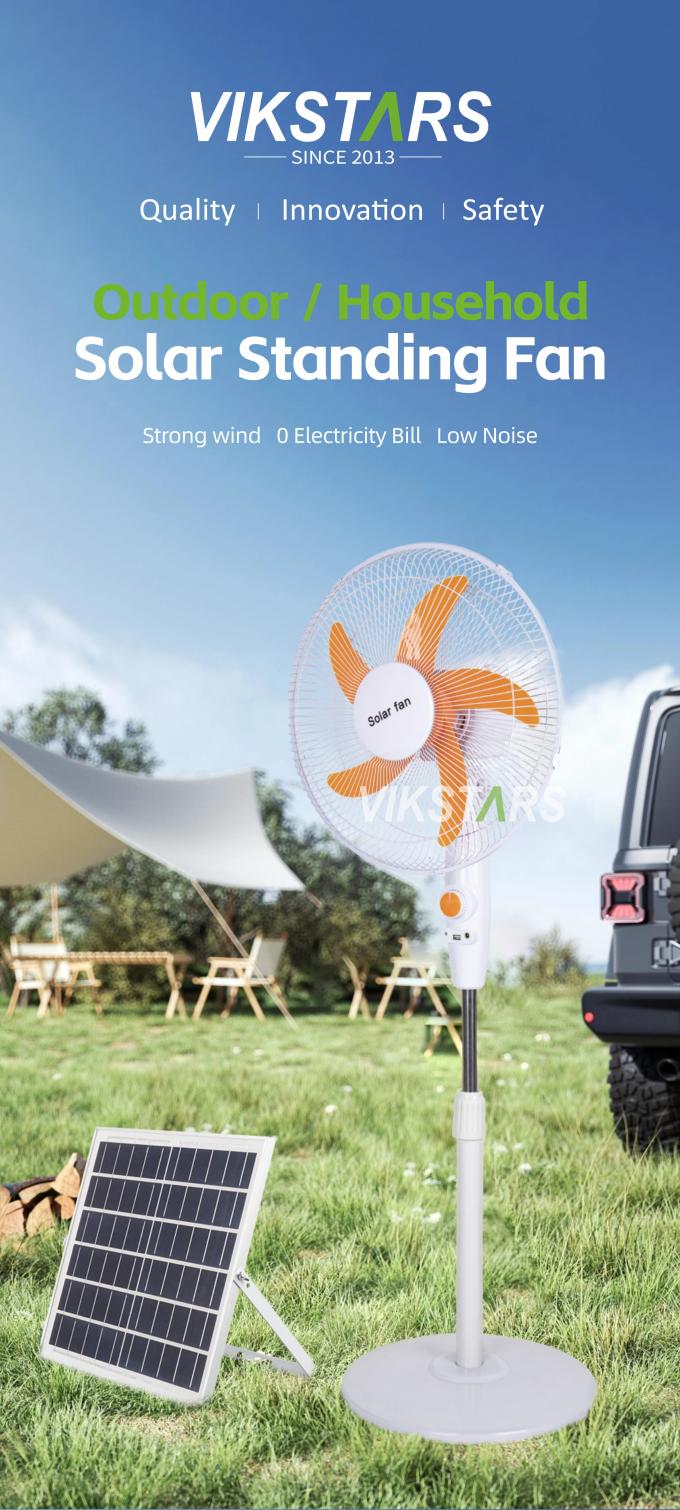 Quạt đứng năng lượng mặt trời 16 inch, chạy bằng năng lượng mặt trời, dùng cho cắm trại và gia đình 0