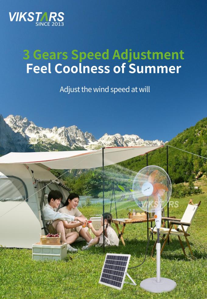 Quạt đứng năng lượng mặt trời 16 inch, chạy bằng năng lượng mặt trời, dùng cho cắm trại và gia đình 13