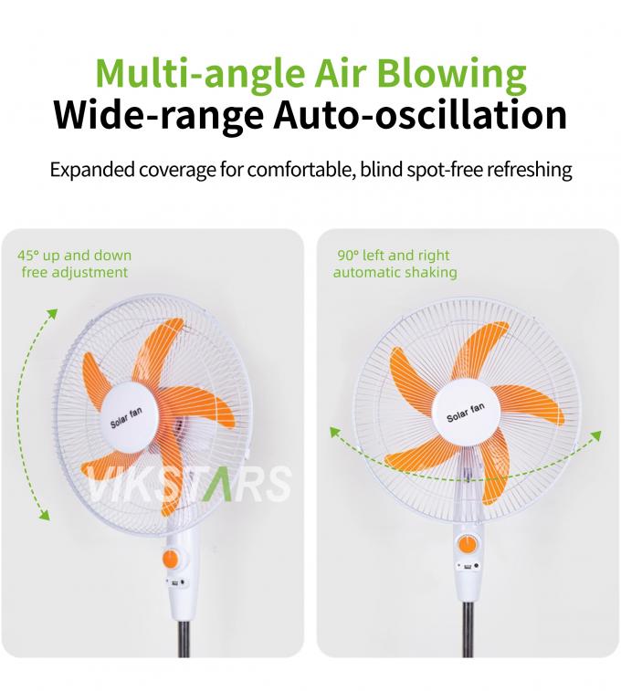 Quạt đứng năng lượng mặt trời 16 inch, chạy bằng năng lượng mặt trời, dùng cho cắm trại và gia đình 15