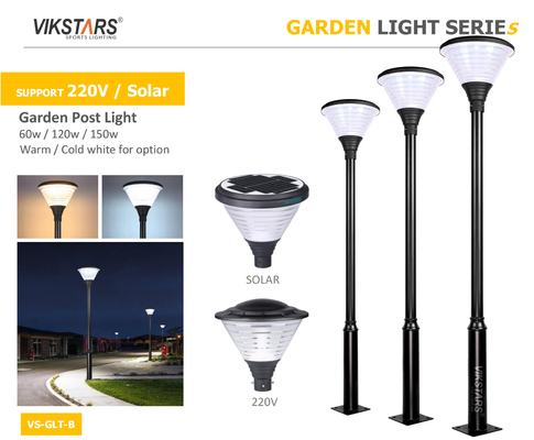 Hỗ trợ 220V năng lượng mặt trời đèn LED vườn với 3m cột cho đường đi cảnh quan