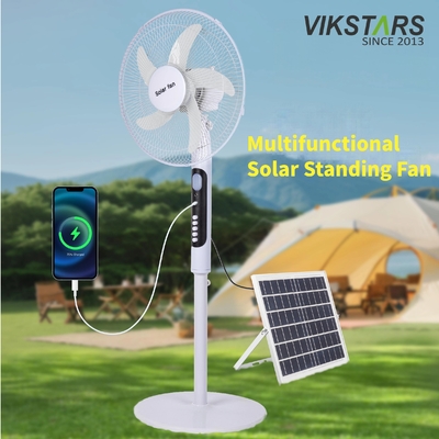 Solar Standing Fan 16 inches with Light Energy-saving For Outdoor Camping Fishing
